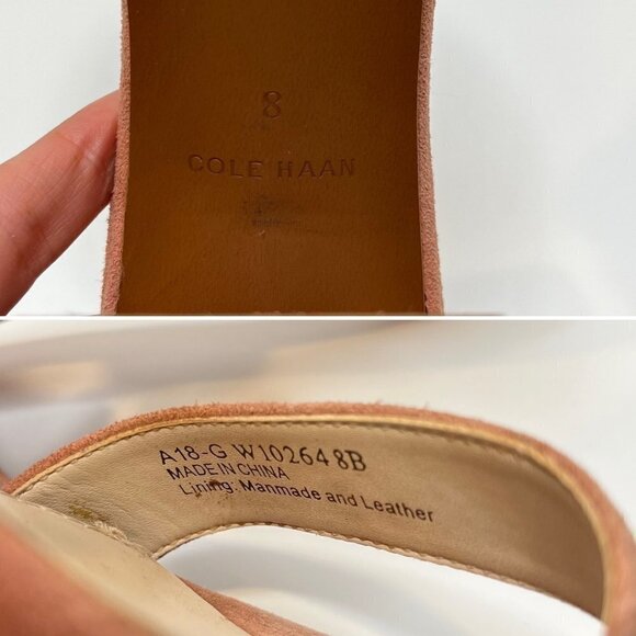 Cole Haan Clarette mauve Pink Neutral Suede Block heel Sandals Size 8 - Picture 11 of 11